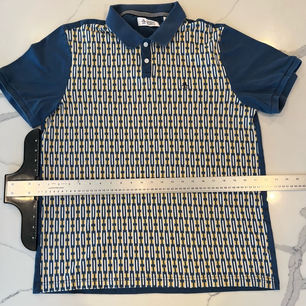 Original Penguin Navy, Yellow & White Geometric Polo